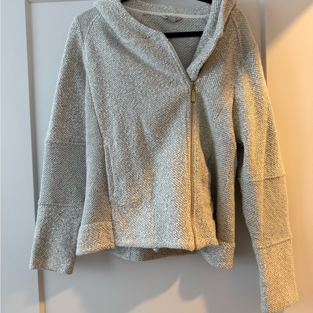 Lucky Brand Heathered Light Gray Asymmetrical Zip Hoodie